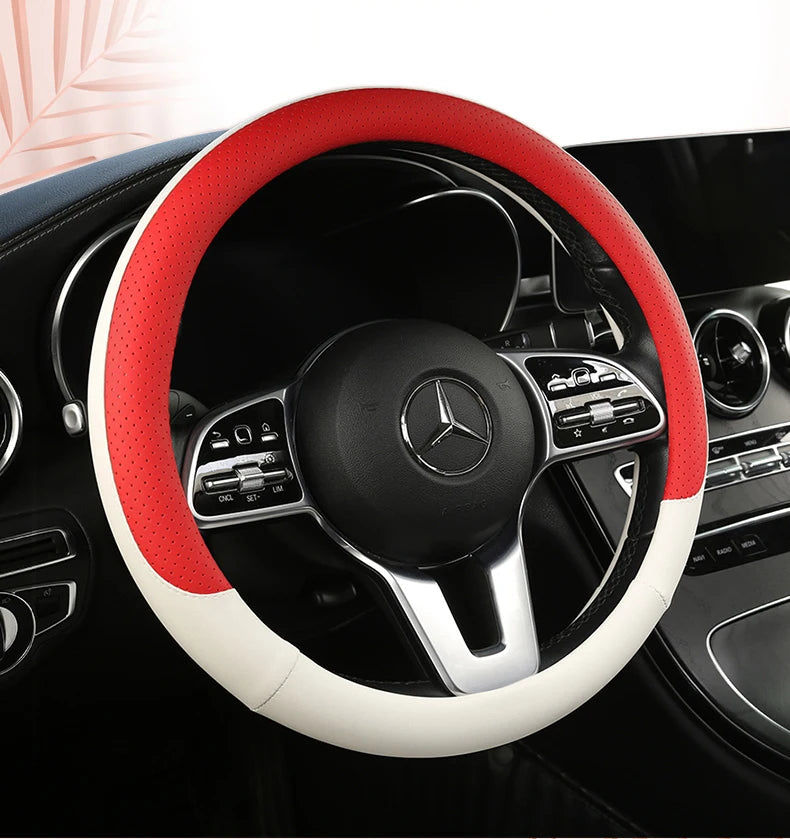 38 cm Fashion Color Leather Steering Wheel Cover