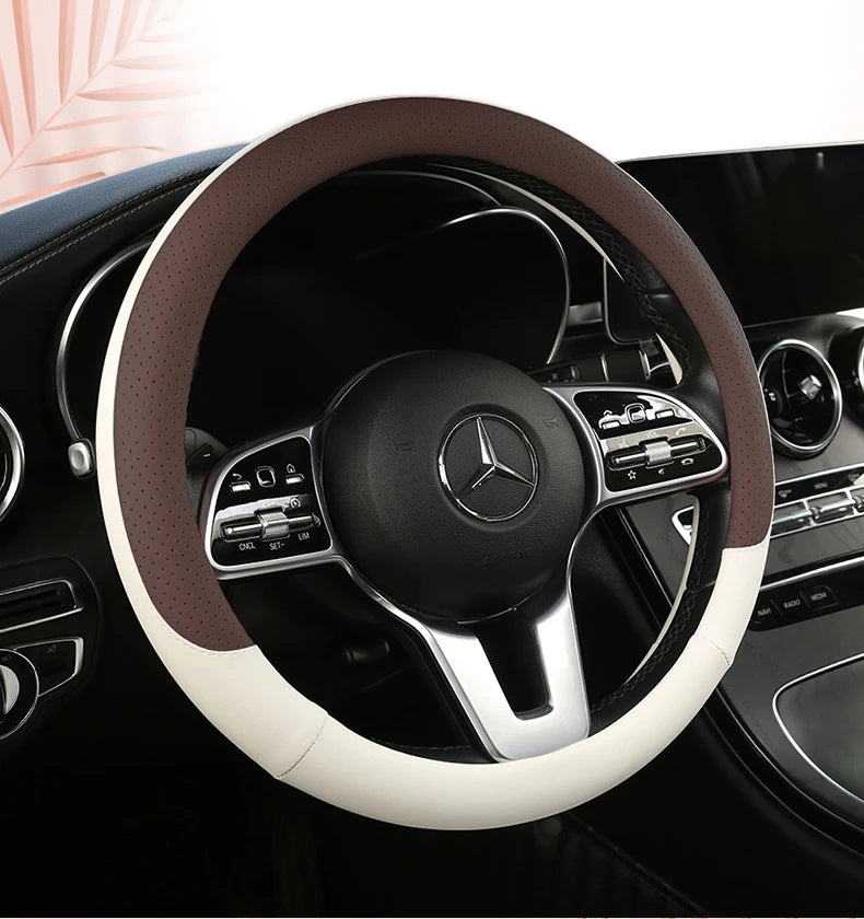 38 cm Fashion Color Leather Steering Wheel Cover