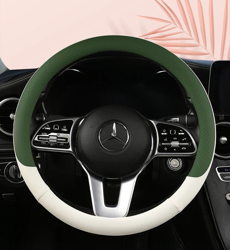38 cm Fashion Color Leather Steering Wheel Cover