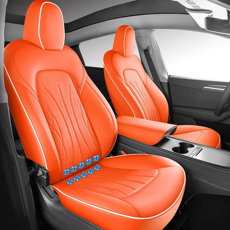Custom Ventilated Cooling Seat Cushion with 10 Fans for Tesla Model Y - Full Surround