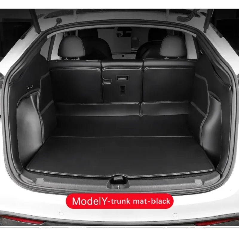 Custom Fit Red Leather Trunk Floor Mat for Tesla Model 3 / Model Y