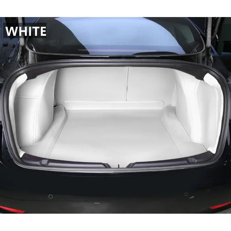 Custom Fit Red Leather Trunk Floor Mat for Tesla Model 3 / Model Y