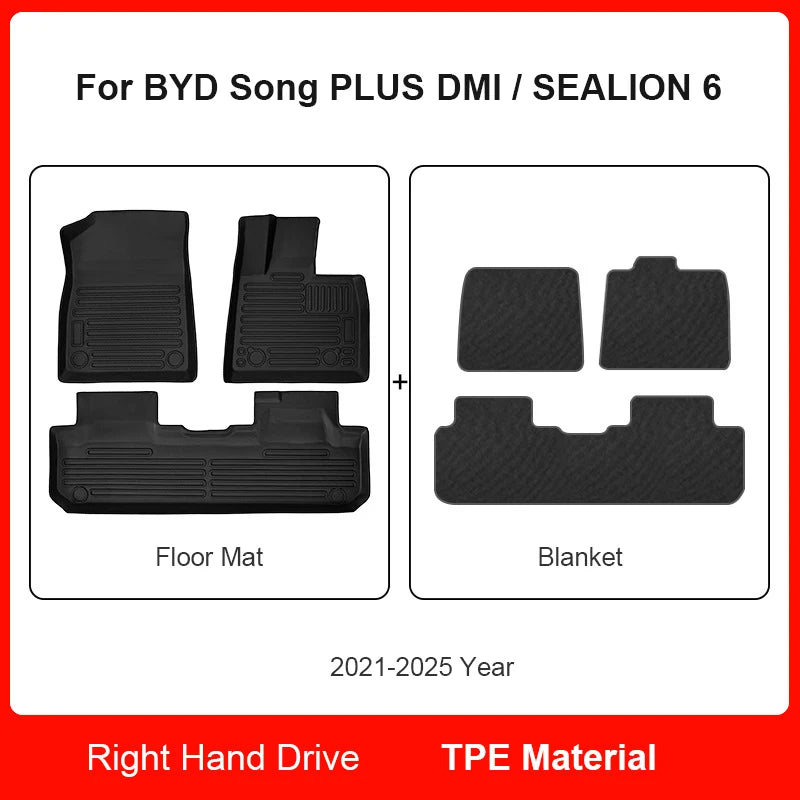 Custom Fit 3D TPE Floor Mats for BYD Song PLUS DM-i / Sealion 6