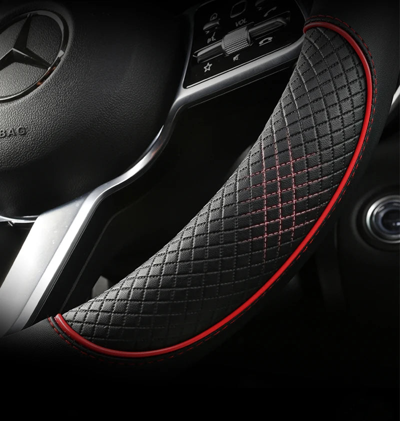 38 cm Universal Leather Steering Wheel Cover – For Cars and SUVs