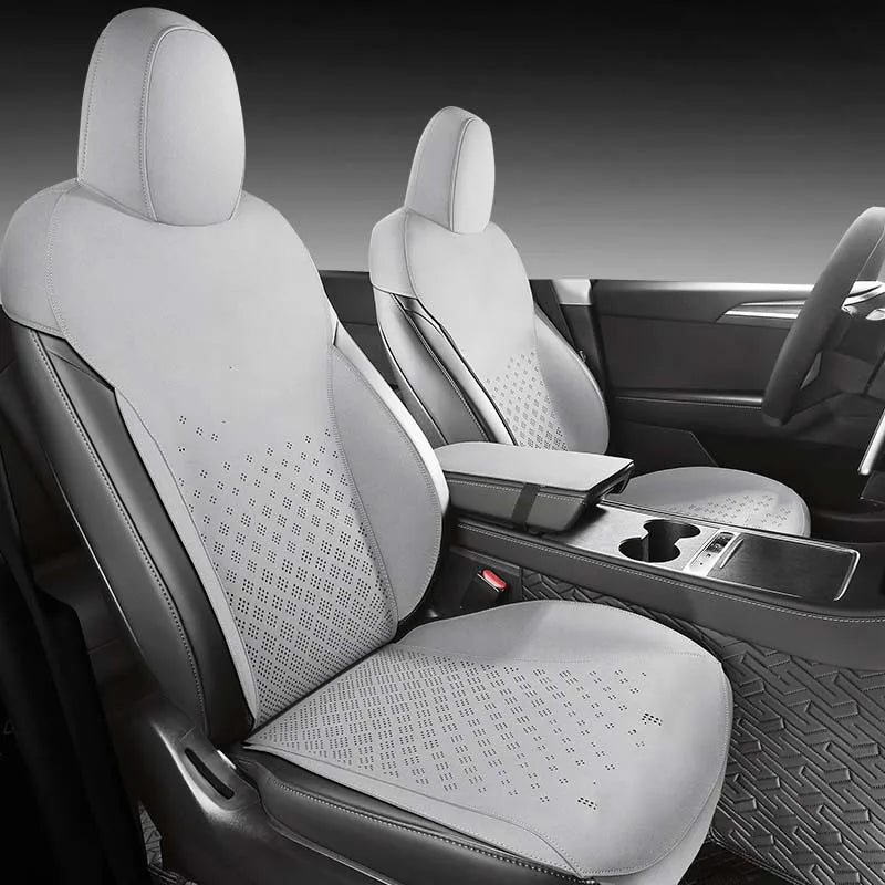 Custom Fit Half-Cover Suede Car Seat Cushion Pads for Tesla Model Y
