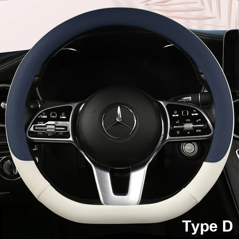 38 cm Fashion Color Leather Steering Wheel Cover