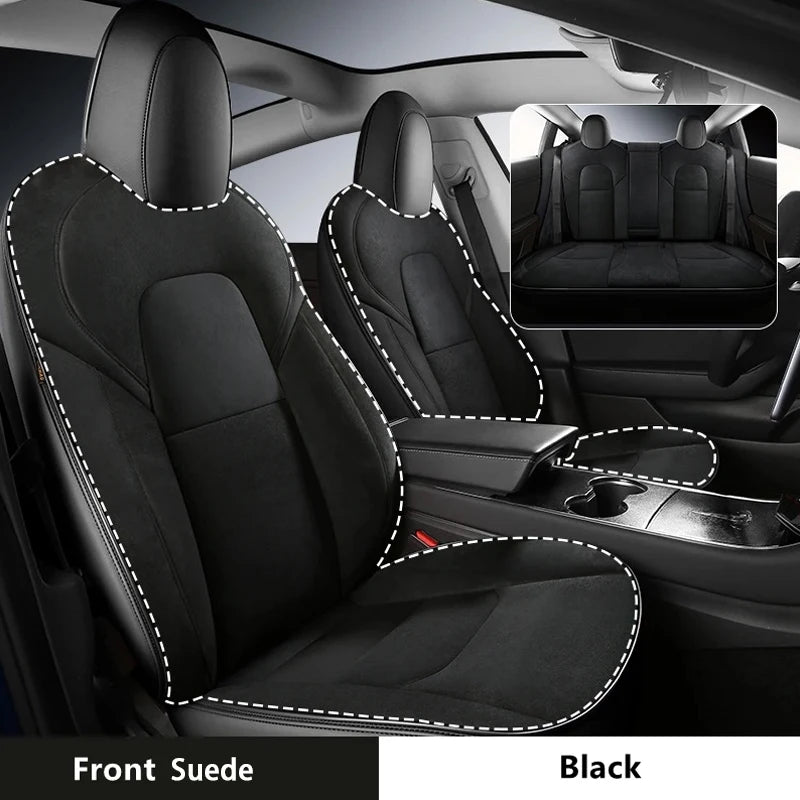 Custom Fit Suede Car Seat Covers for Tesla Model 3