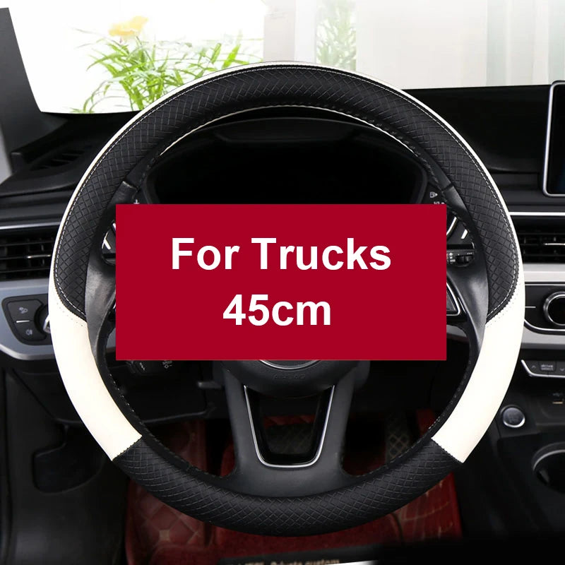 40–45 cm Anti-Slip Leather Steering Wheel Cover – For Trucks