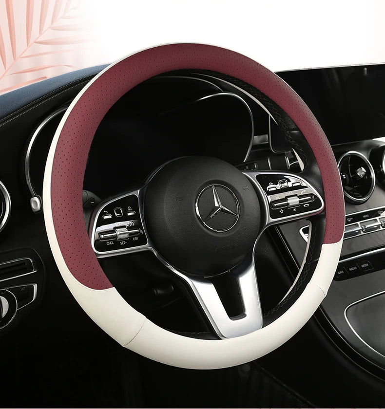 38 cm Fashion Color Leather Steering Wheel Cover