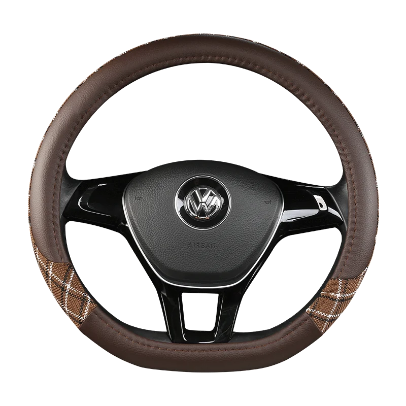 38 cm Patterned Leather Steering Wheel Cover