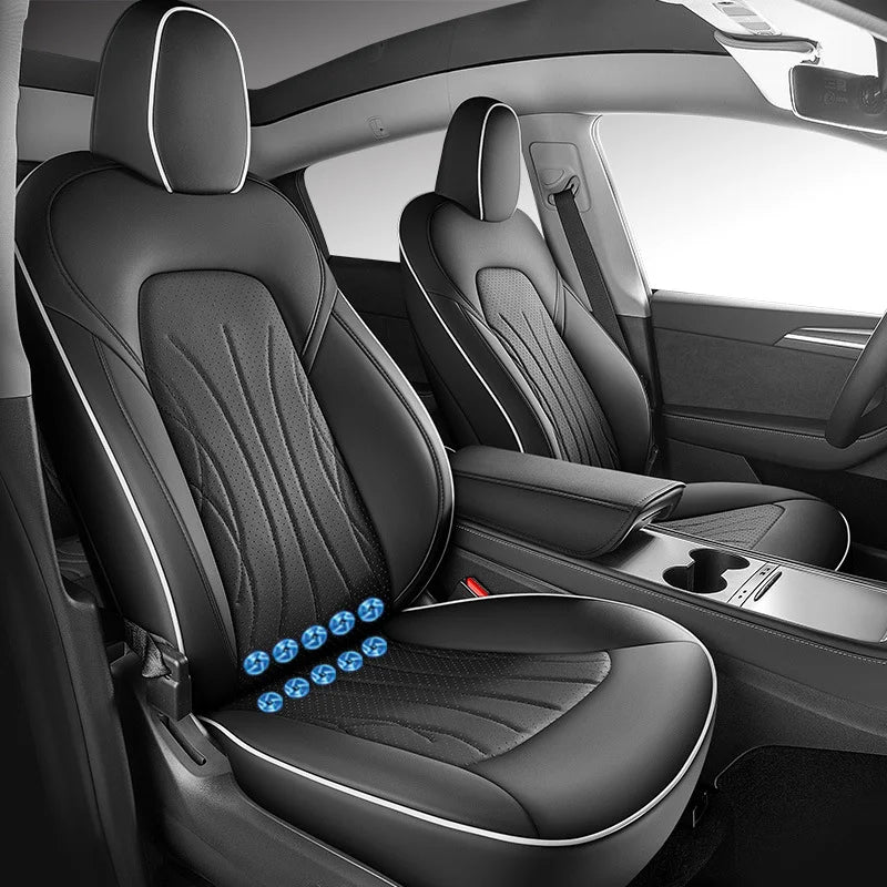 Custom Ventilated Cooling Seat Cushion with 10 Fans for Tesla Model Y - Full Surround