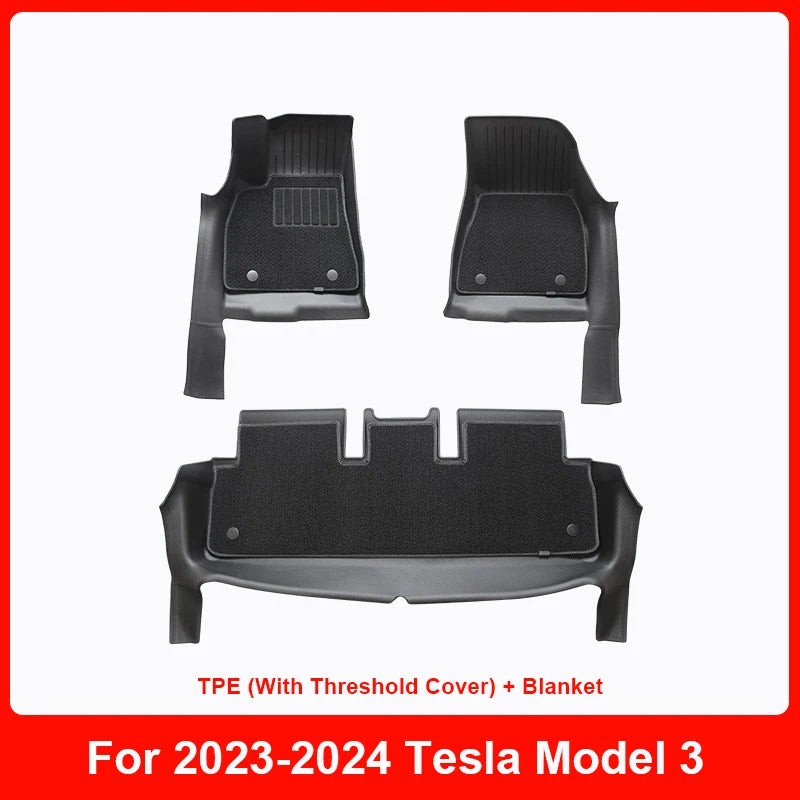 Custom TPE Floor Mats for Tesla Model 3 with Trunk Cover