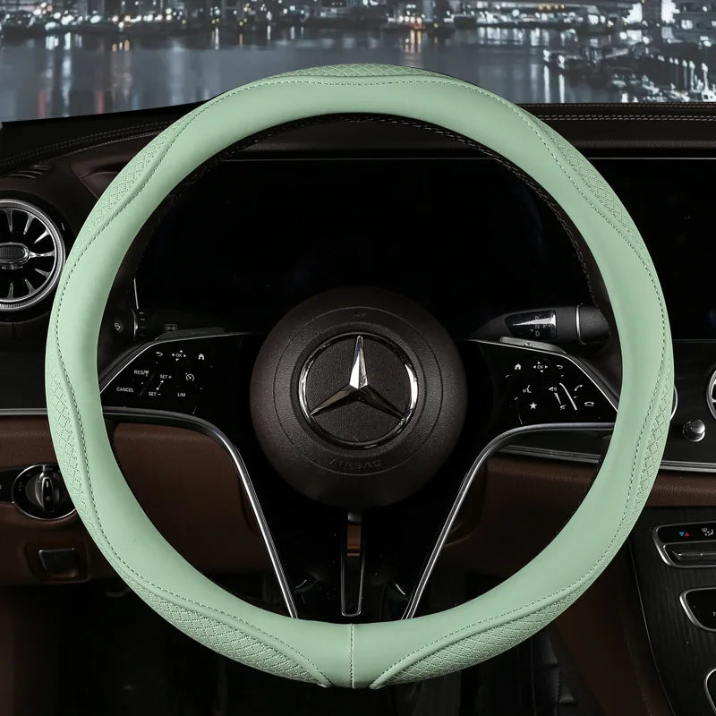 38 cm Universal Leather Steering Wheel Cover – Fashion Style
