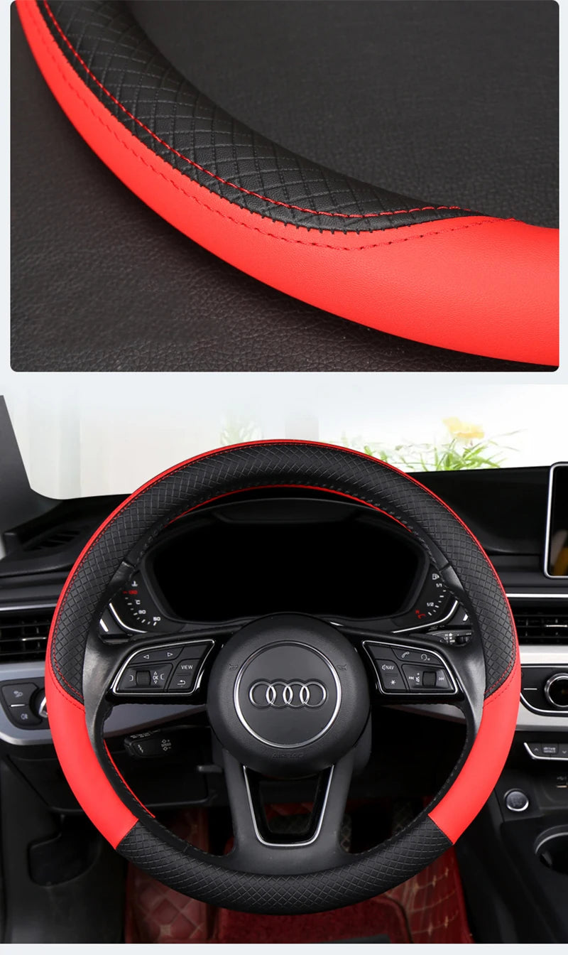 40–45 cm Anti-Slip Leather Steering Wheel Cover – For Trucks