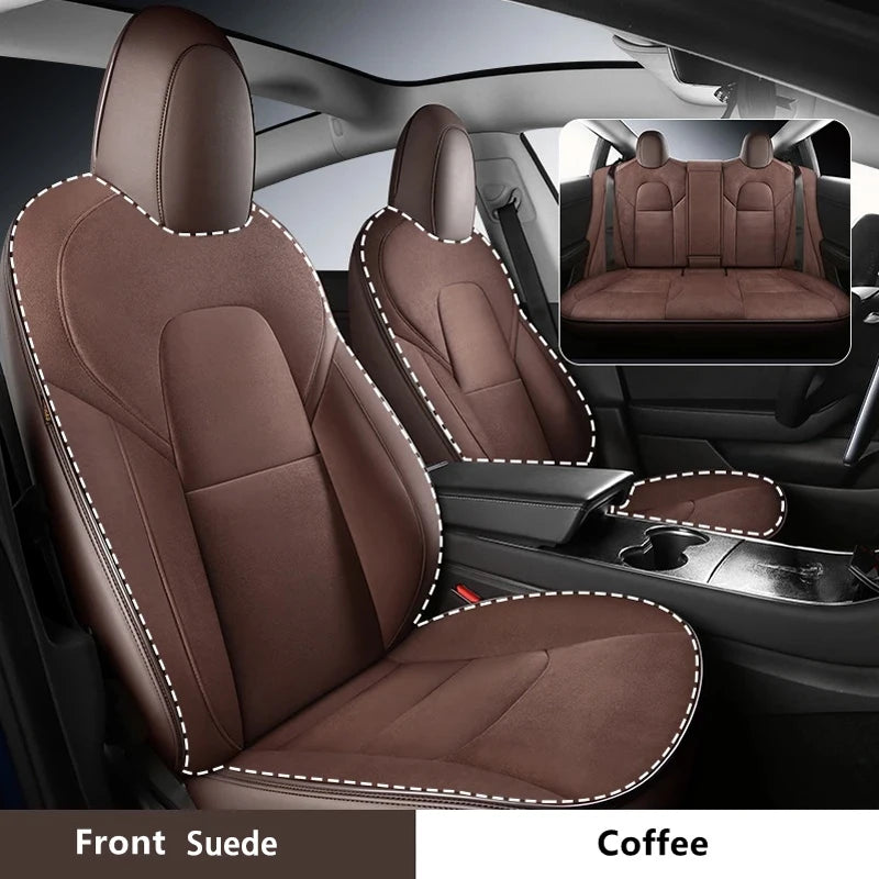 Custom Fit Suede Car Seat Covers for Tesla Model 3