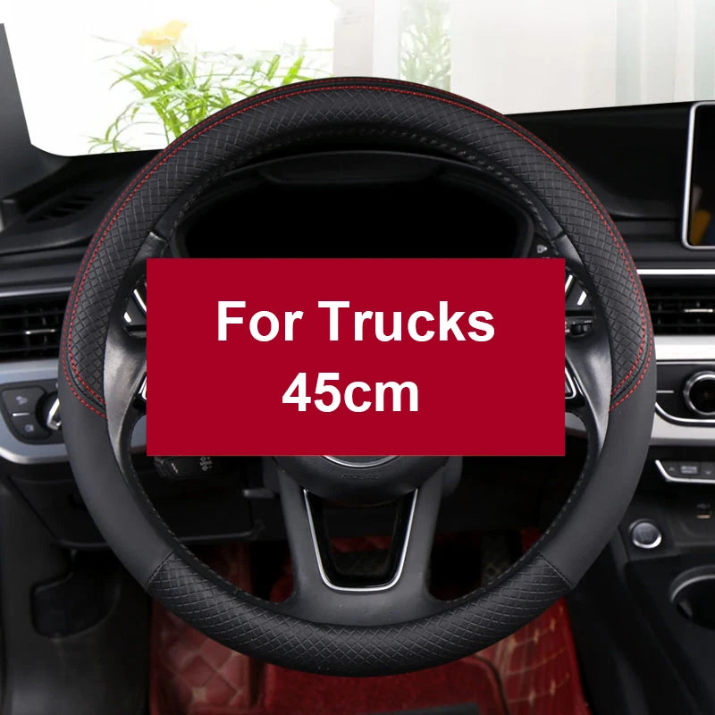 40–45 cm Anti-Slip Leather Steering Wheel Cover – For Trucks