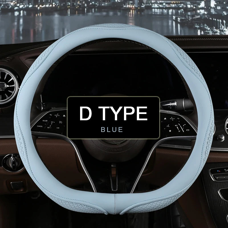 38 cm Universal Leather Steering Wheel Cover – Fashion Style