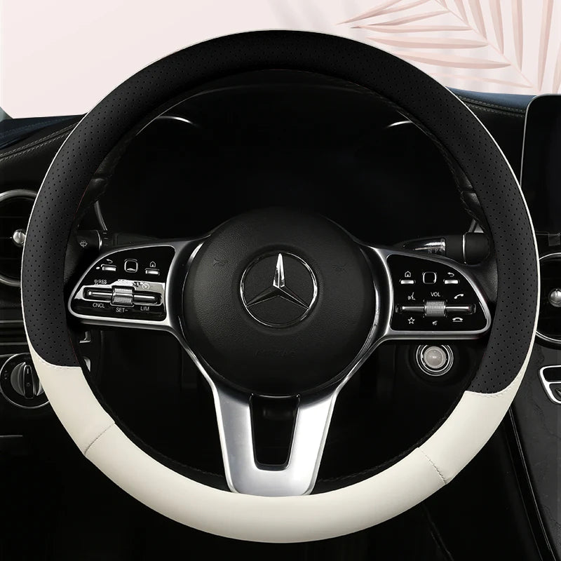38 cm Fashion Color Leather Steering Wheel Cover
