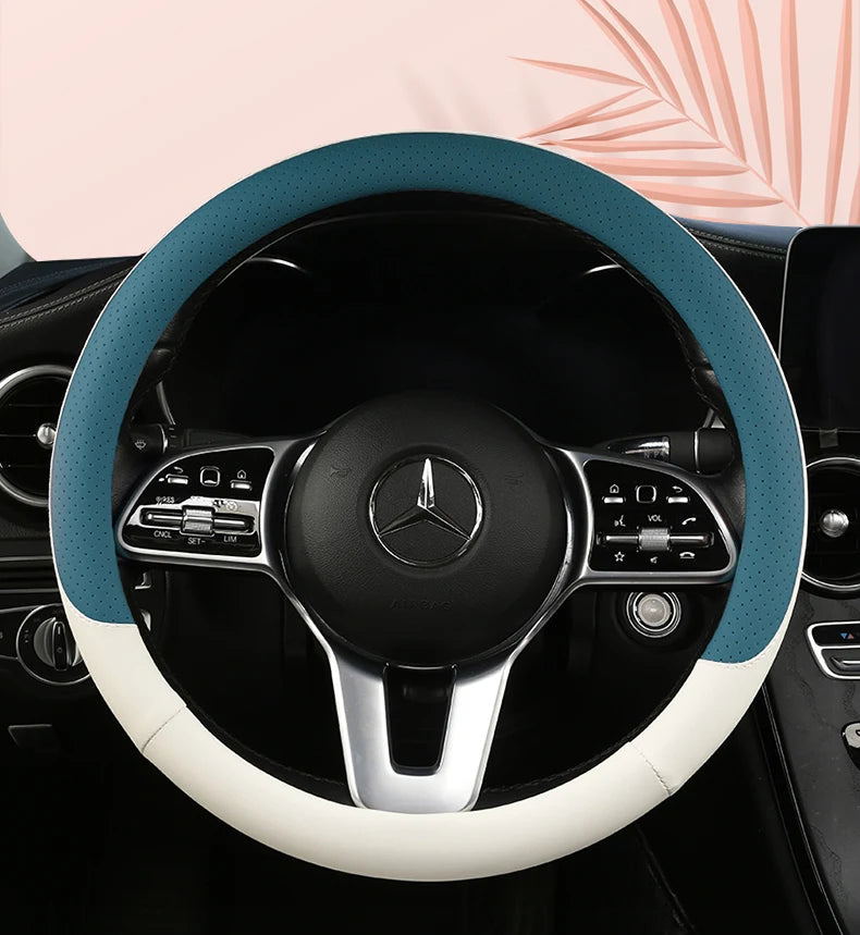 38 cm Fashion Color Leather Steering Wheel Cover