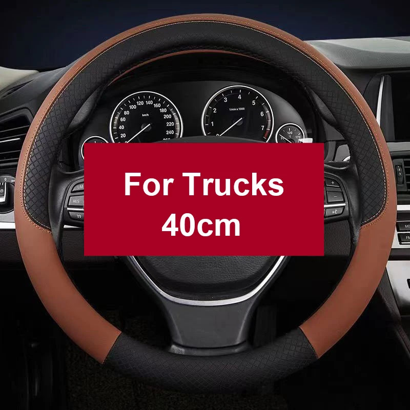 40–45 cm Anti-Slip Leather Steering Wheel Cover – For Trucks