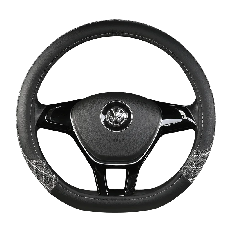 38 cm Patterned Leather Steering Wheel Cover