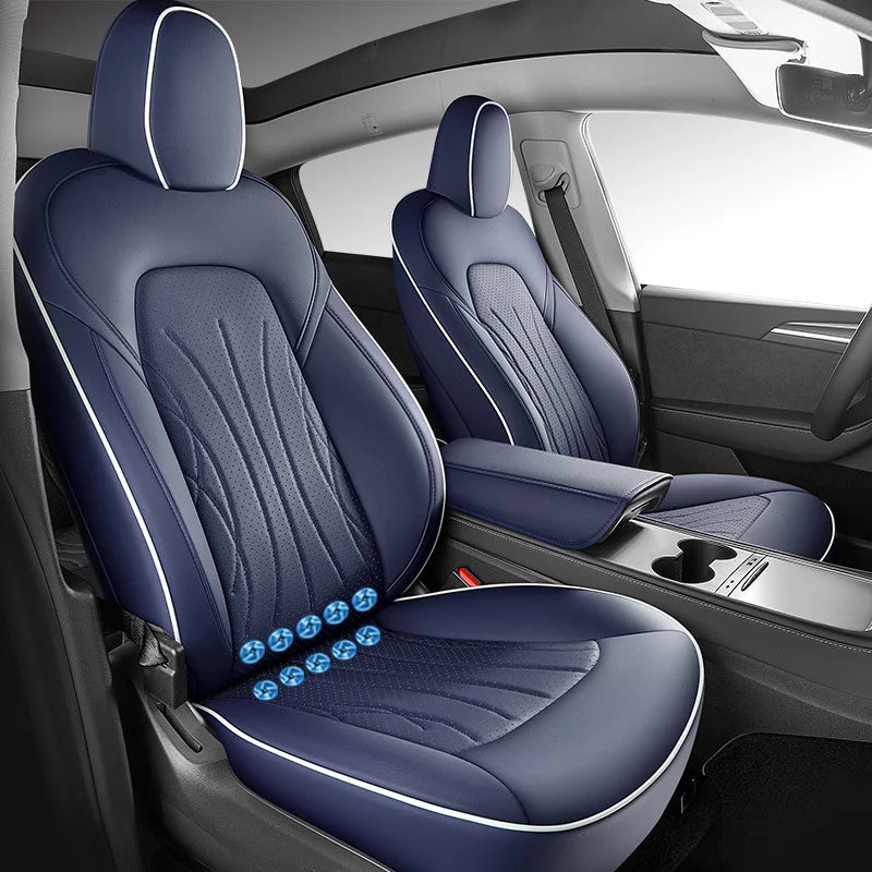 Custom Ventilated Cooling Seat Cushion with 10 Fans for Tesla Model Y - Full Surround