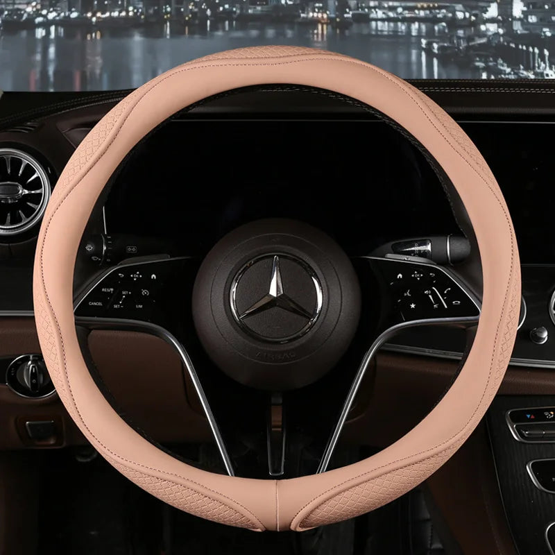 38 cm Universal Leather Steering Wheel Cover – Fashion Style