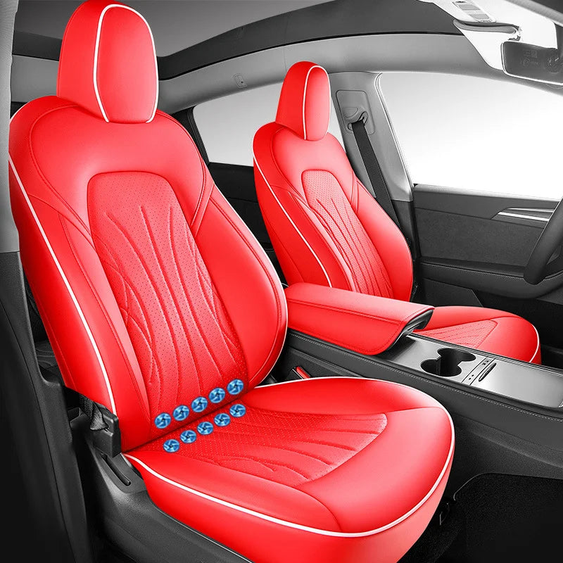 Custom Ventilated Cooling Seat Cushion with 10 Fans for Tesla Model Y - Full Surround