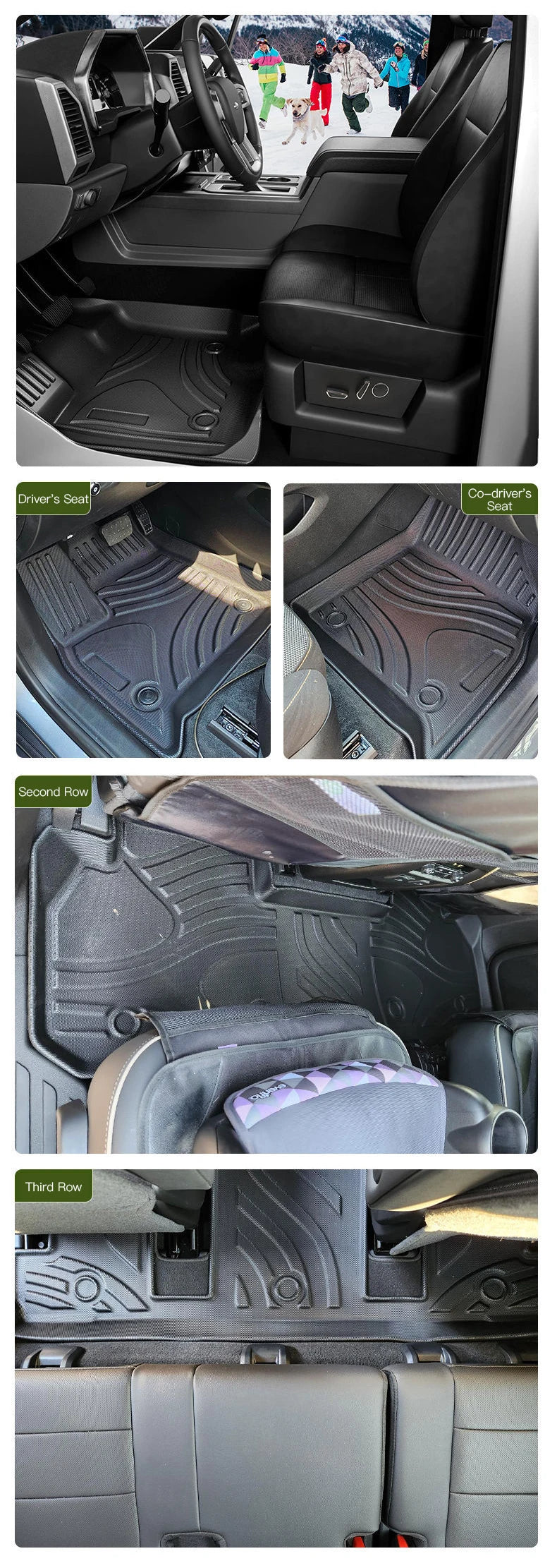 Custom Fit TPE Floor Mats for Chevrolet Traverse (6-Seater SUV, Left-Hand Drive)